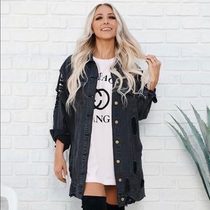 Fate Black Distressed Jean Jacket From NanaMacs